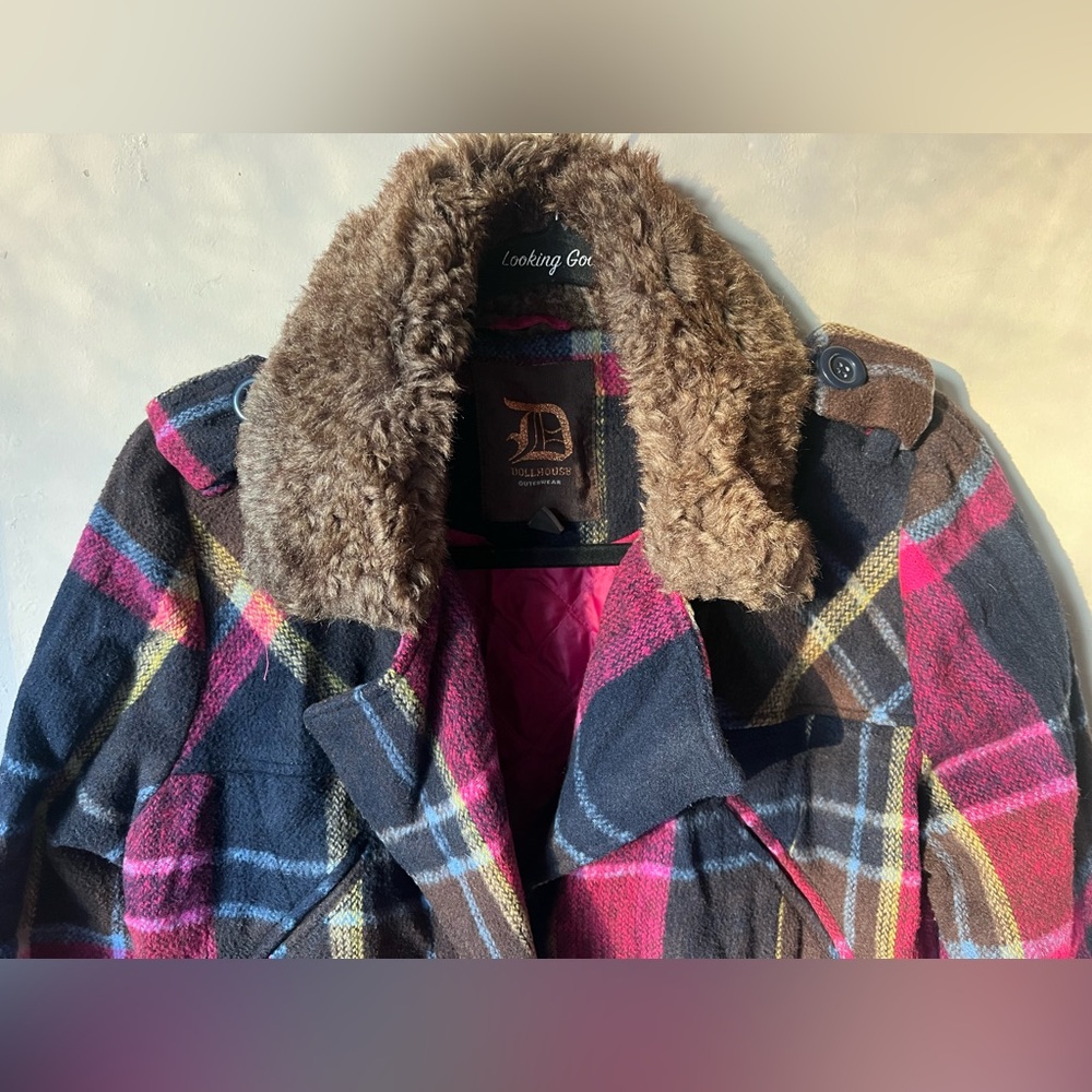 💚 Dollhouse Outerwear Women Plaid Coat size Small - Picture 4 of 7